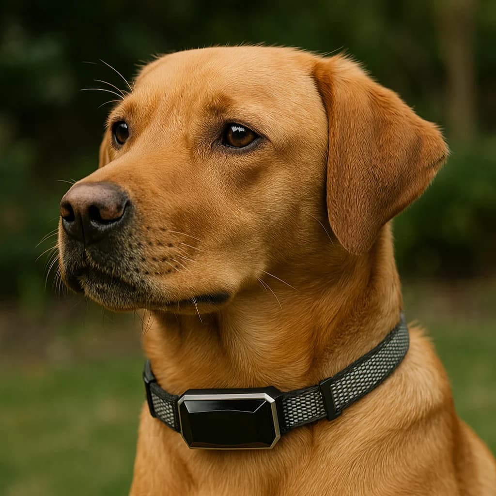 Chien portant le traceur GPS Bixar Viva sur son collier